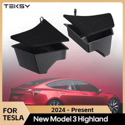 For Tesla Model 3 highland 2024 Rear Trunk Left Side Storage Box with Cover Tail Boot Organizer Partition Decoration Accessories