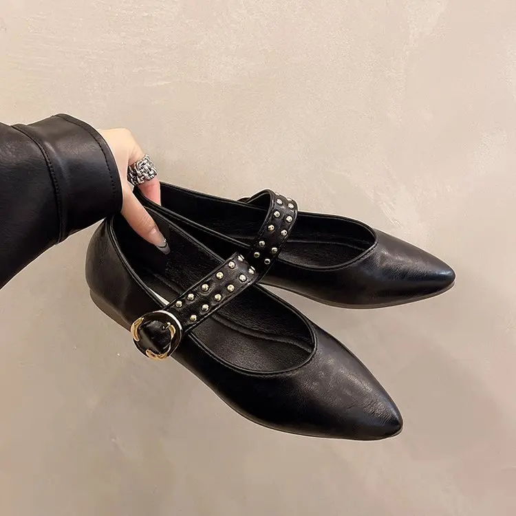2025 New Pointed Toe Fashion Women Shoes Spring Autumn Elegant Party Daily Low Heels Pump Footwear Women Minimalist Flats Shoes