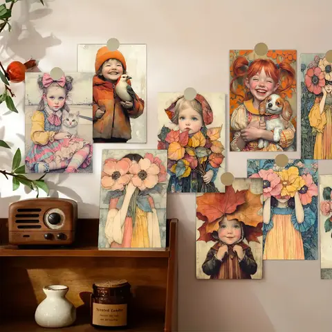 32pcs, Dream Girl Postcard Set Retro Surrealist Collage Cards Wall Decor Cards Planner Greeting Cards Greeting Card Gift Set