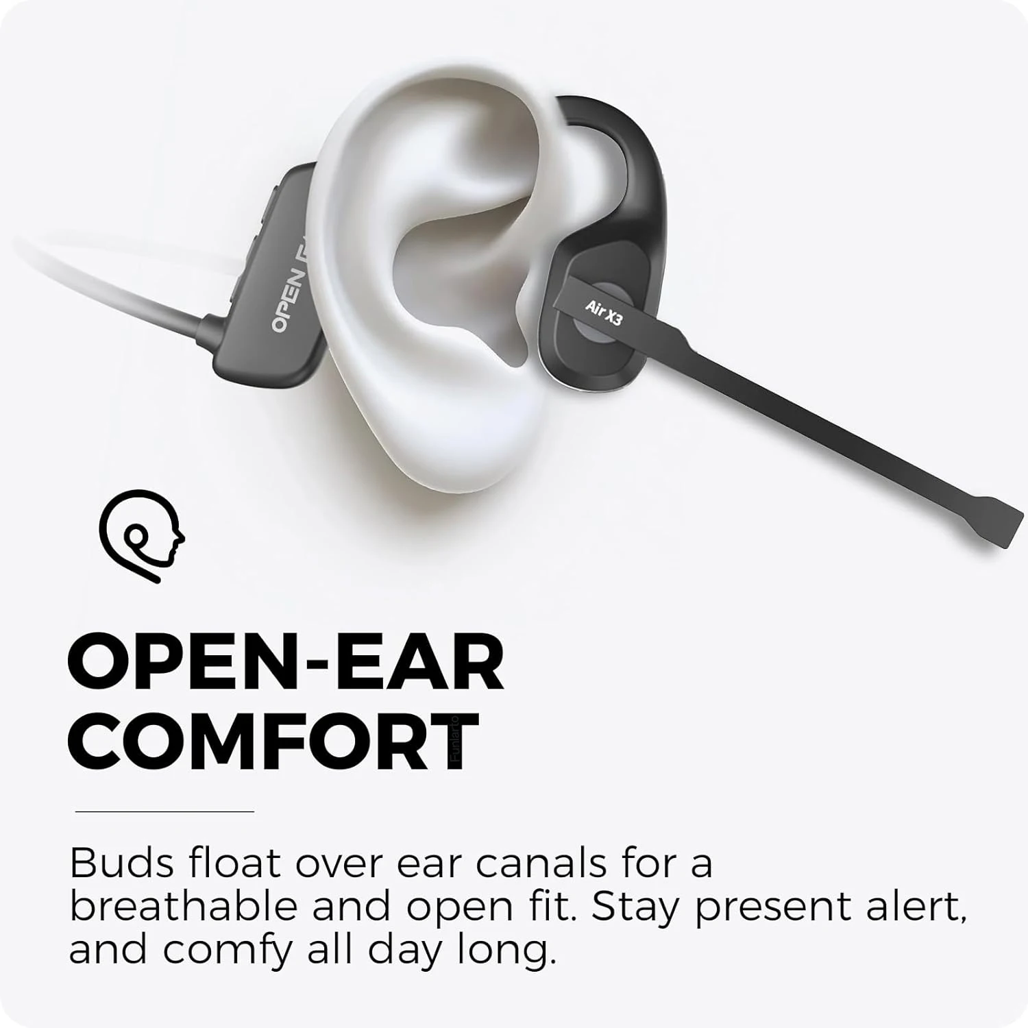 Bluetooth Headset Open Ear, Bluetooth Headphones with Microphone,Bluetooth 5.3 Wireless Headset with Boom Mic for Work Call