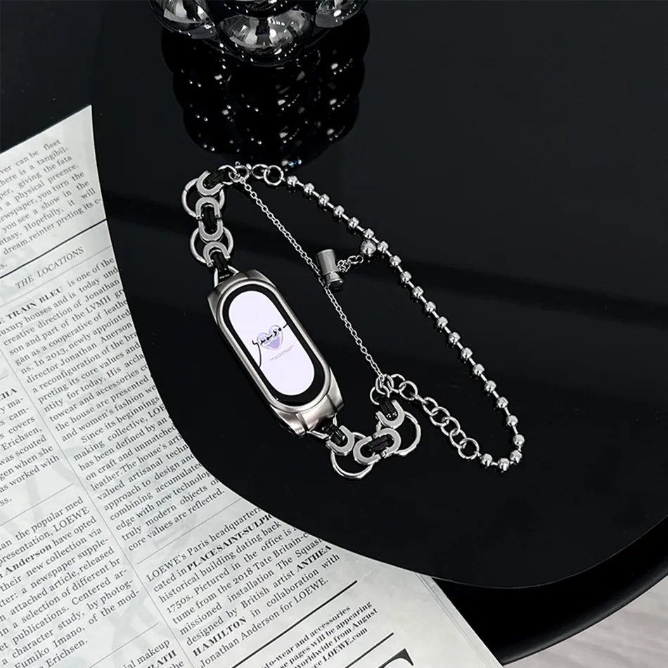 Correa para Xiaomi Mi Band 8 7 6 5, correa de reloj, pulsera de cadena de resorte de Metal a la moda, reemplazo para Miband 5 6 4 3, Correa de