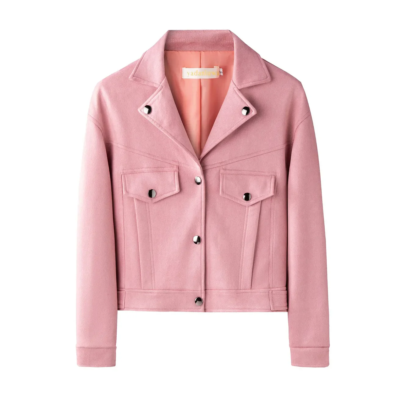 Printemps automne nouveau haut de gamme décontracté daim veste courte vêtements d'extérieur femmes facile minceur ample à manches longues simple boutonnage veste hauts