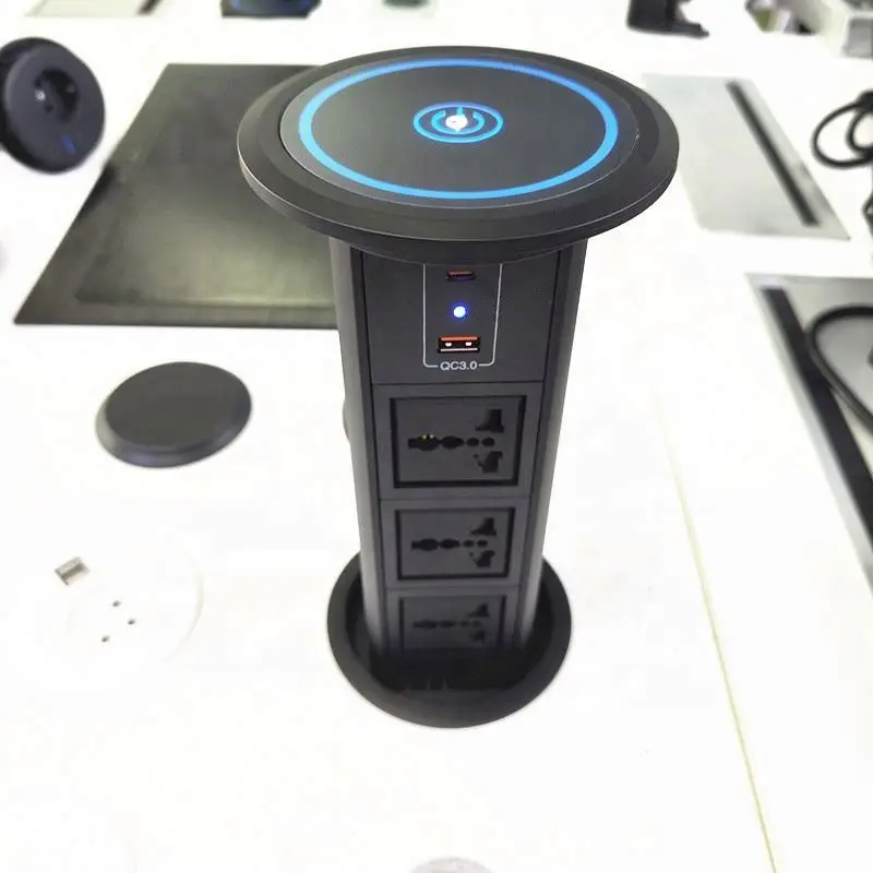 100Mm smart home office universal power Foglalat socket electric kitchen countertop electric lift tower socket with usb-c port