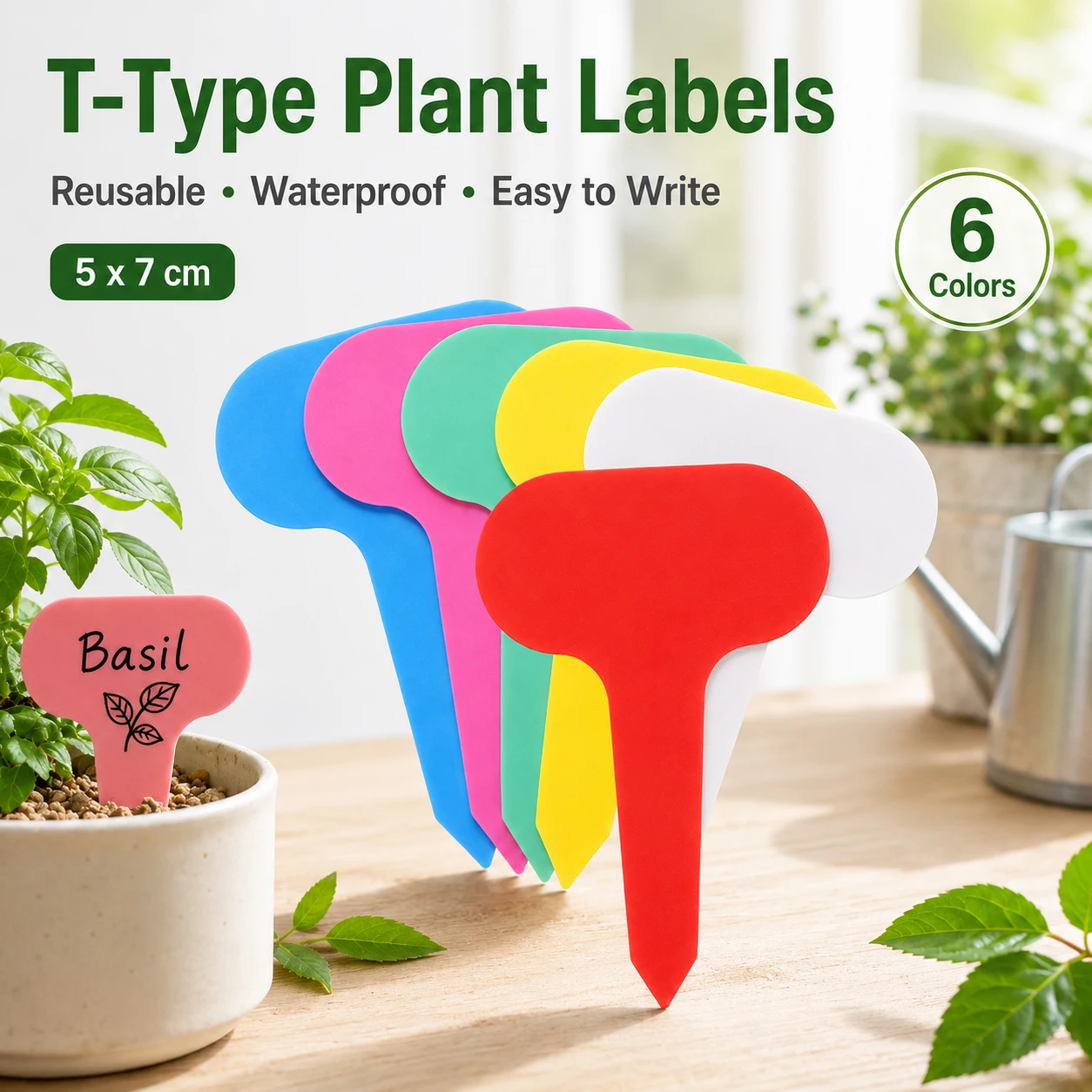 50-200pcs T-Type Plastic Plant Labels 5x7cm, Waterproof Reusable Garden Markers, Plant Tags for Potted Plants