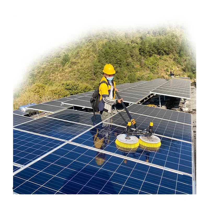 

New Automatic 5.5M Photovoltaic dual head electric solar panel brush cleaner equipment with cleaning rotating brush for outdoor