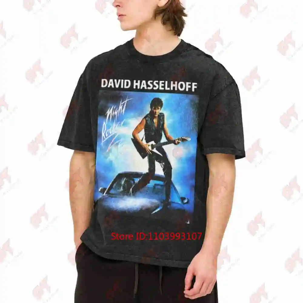 Hasselhoff Motorcycle Vintage Washed Tee Pure Cotton T-Shirt