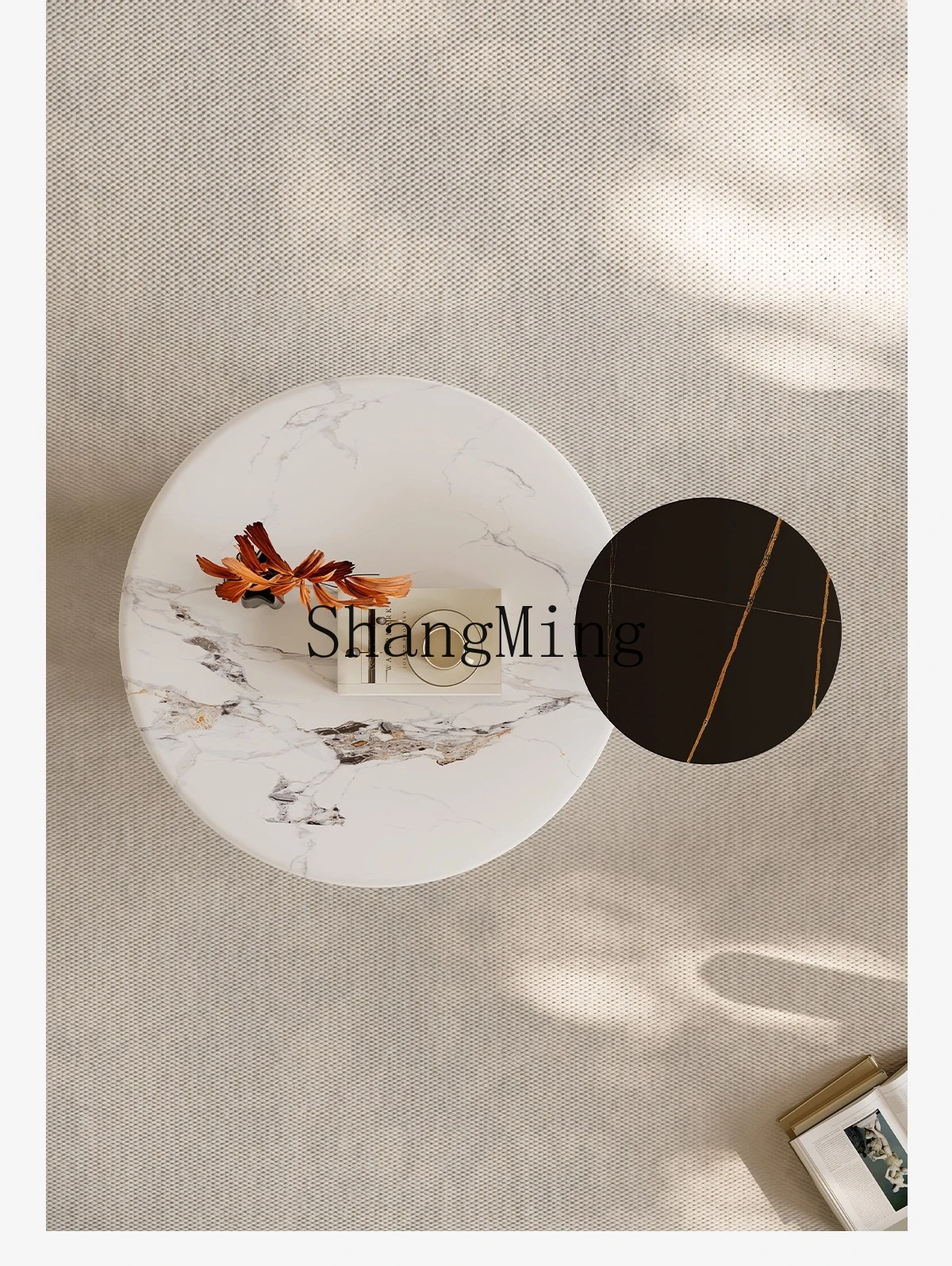 CL Modern Minimalist Rock Plate Coffee Table Combination Light Luxury Art Round Living Room Coffee Table