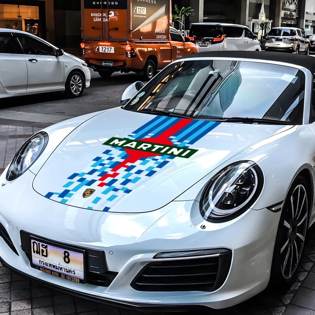 

For Martinis Racing Stickers Hood Martini Transparent Film Vinyl Decal for Porsche 911 917LH 918 970 Panamera Car Accessories