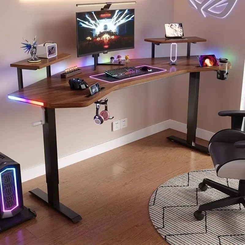 custom.E-sports Metal Desk Carbon Fiber Wing Shaped Gaming Desk Home Office Multifunctional Anchor Lifting Workbench Du