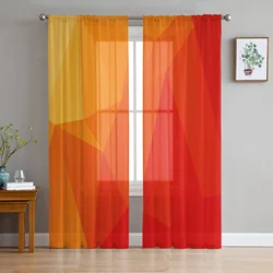 Polygon Orange Geometric Tulle Voile Curtains Hotel Home Decor Sheer Curtains for Living Room Bedroom Chiffon Printed Drapes