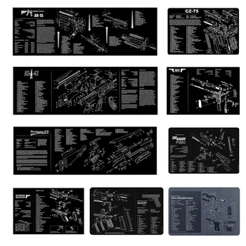 Pistolenreinigung Gummimatte Mauspad Teile Diagramm für AR15 AK47 Remington 870 GLOCK CZ-75 SIG SAUER P220 P226 P229 P320 P365 1911