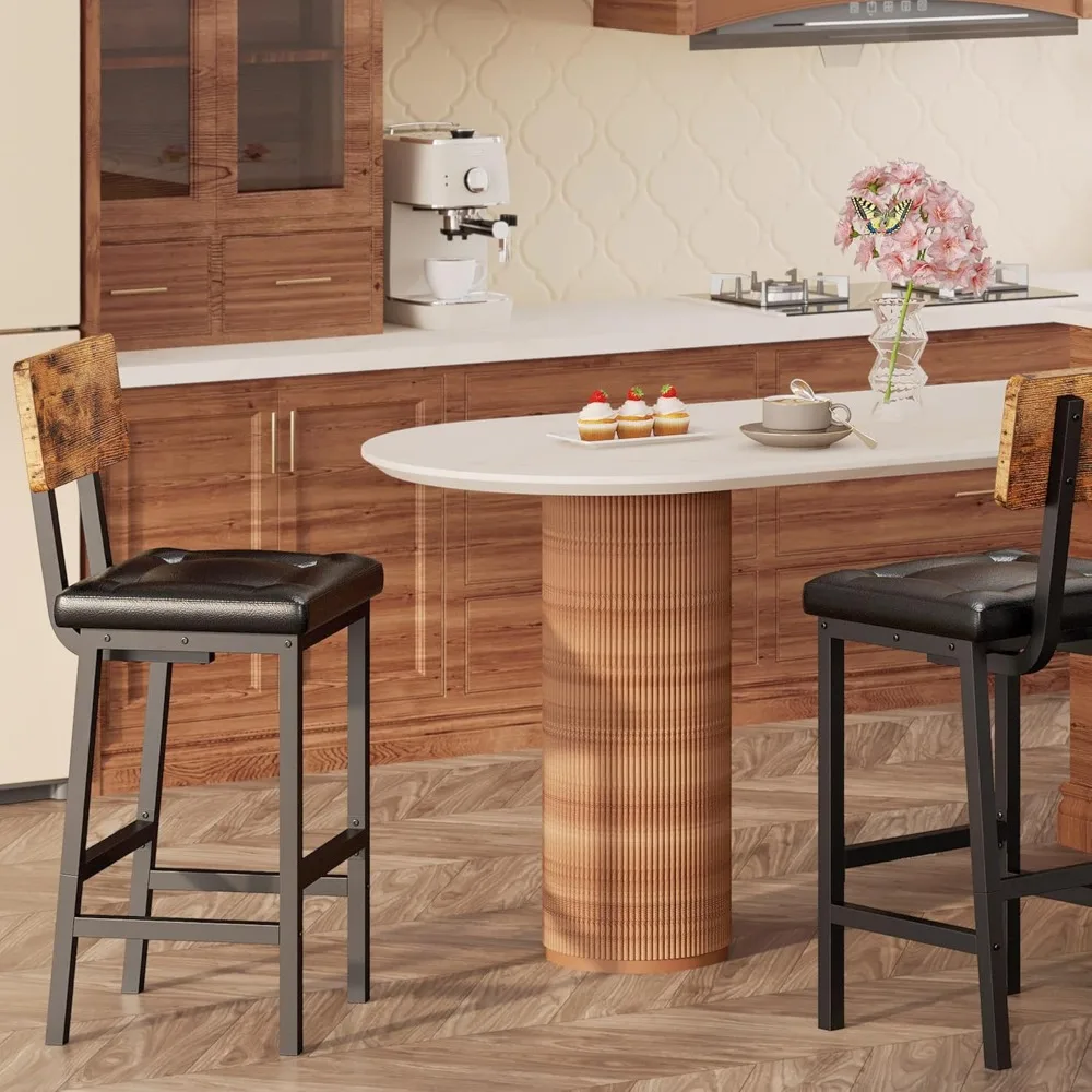 เก้าอี้บาร์ชุด 2, 16.5in PU เบาะ Barstools, เบาะหนาสตูลสําหรับห้องครัวสําหรับห้องรับประทานอาหารห้องครัว