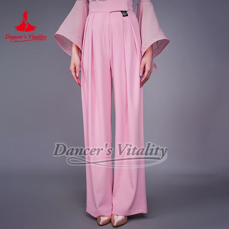 Adult Ballroom Sticking Style of Trouser Head Practice Clothes High-waisted Microhorn Social Dance Training Clothing Collocation