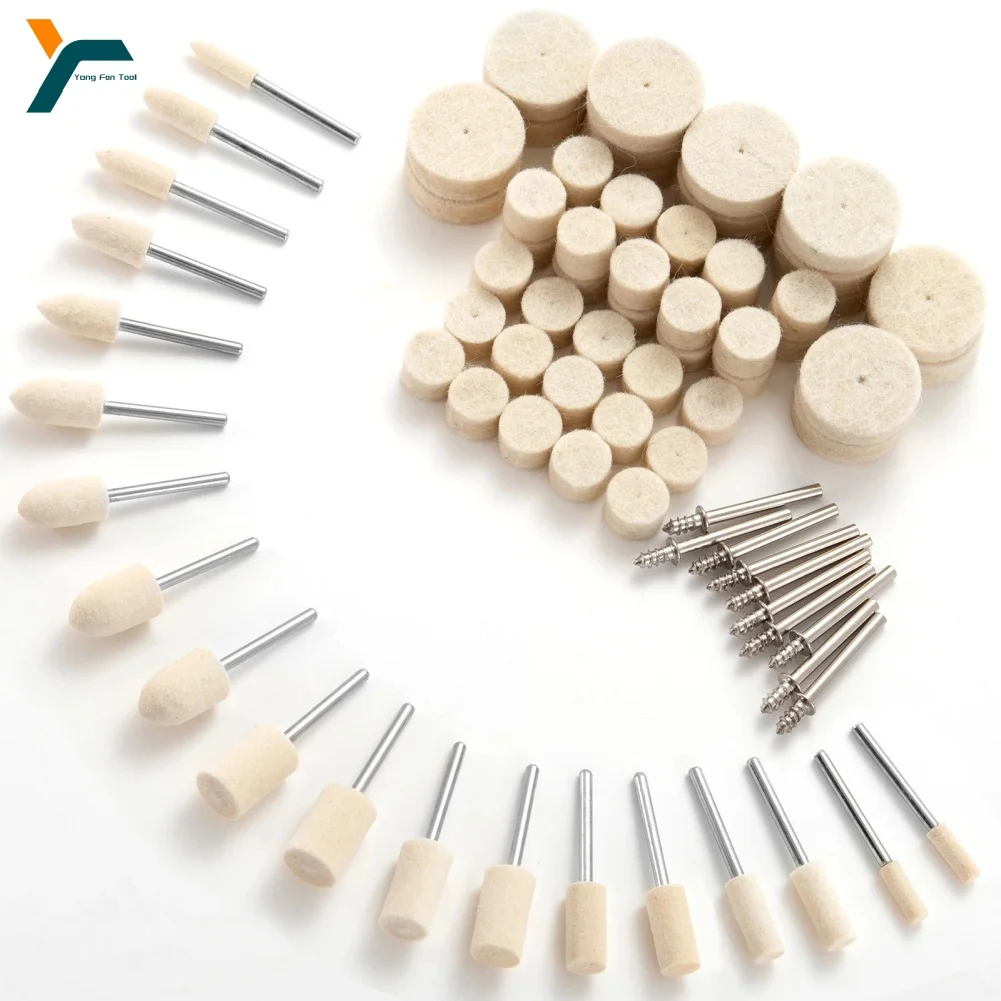 

80Pcs Wool Polishing Wheels 3mm Shank Pad Dremel Rotary Tool Jewelry Metal Polishing Grinding Head Set Power Tool Accessories