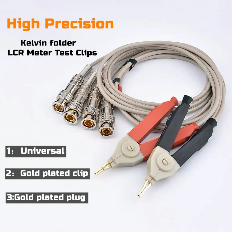 1 Set Lead/Clip Cable/Clamp 60-70cm Kelvin Clips LCR Meter Leads Function 4 BNC Wires Ports Function For Component Testing Clip