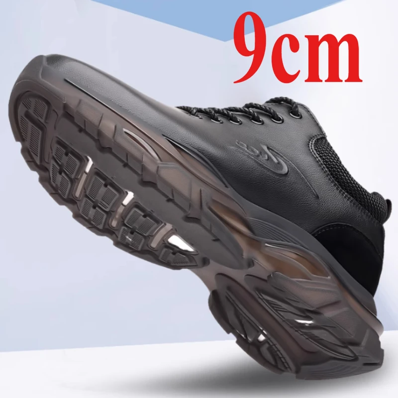 

Casual Sneakers Height Increasing Shoes for Men Increase 9cm Fashionable Comfortable Leather Breathable Invisible Elevator Shoes