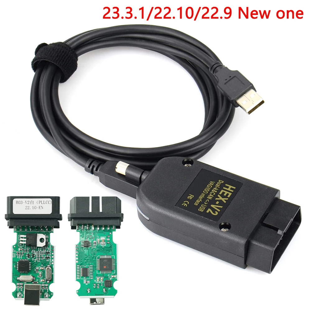 2023 Newest VAGCOM 22.10 Obd2 Scanner HEX V2 VAG COM 21.9 FOR VW AUDI Skoda Seat ATMEGA162 Multi-language VAG COM HEX V2