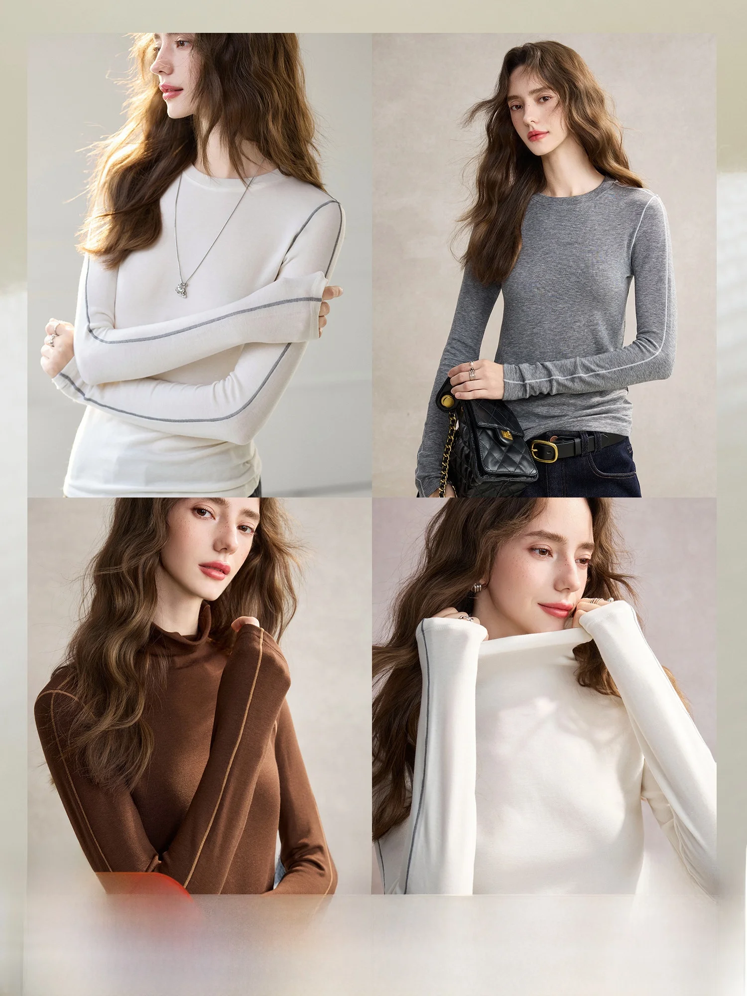 

Мягкая на ощупь футболка с высоким воротом из шерсти и лиоцелла, с начесом, с длинным рукавом, женская, свободного кроя, зимняя, цветная