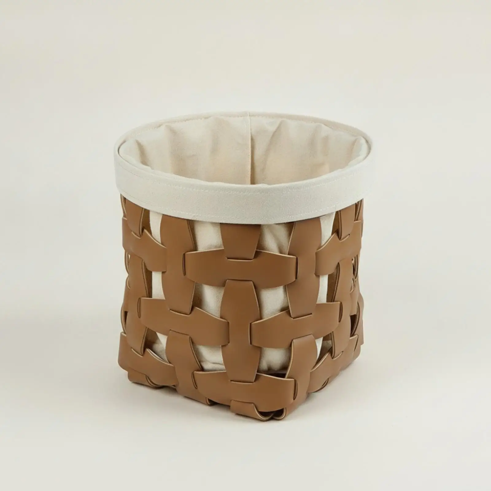 Woven Leather Organizer Basket for Living Room Closet Bedroom Storage Solution