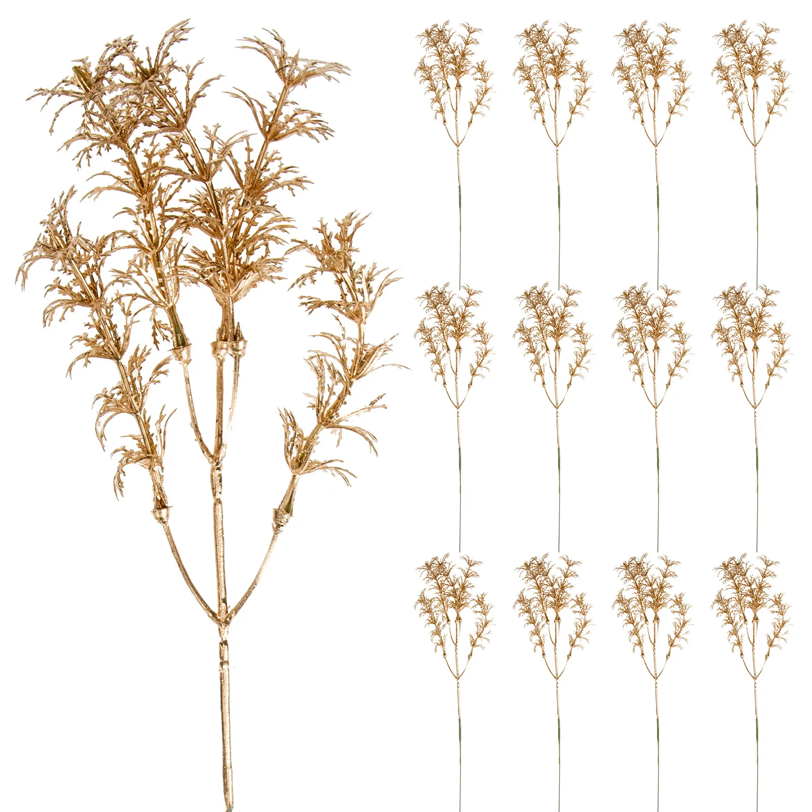 

12Pcs Christmas Plant Picks Artificial Glitter Decorative Stems for Wreath Flower Arrangements Holiday Centerpiece Garland