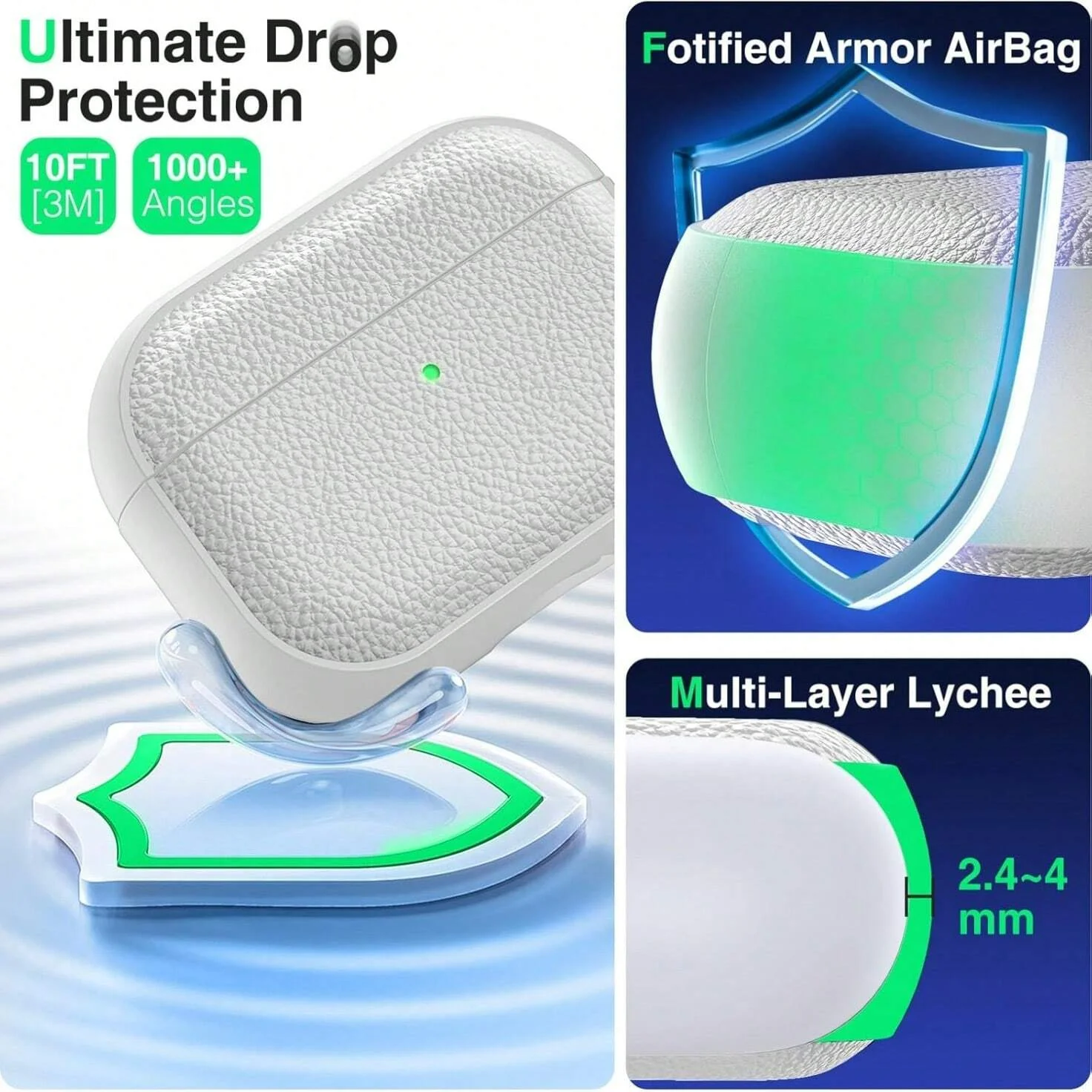 Funda de cuero de lujo con patrón para Airpods 4 2024, funda protectora a prueba de golpes con hebilla de Metal para AirPods Pro de segunda generación