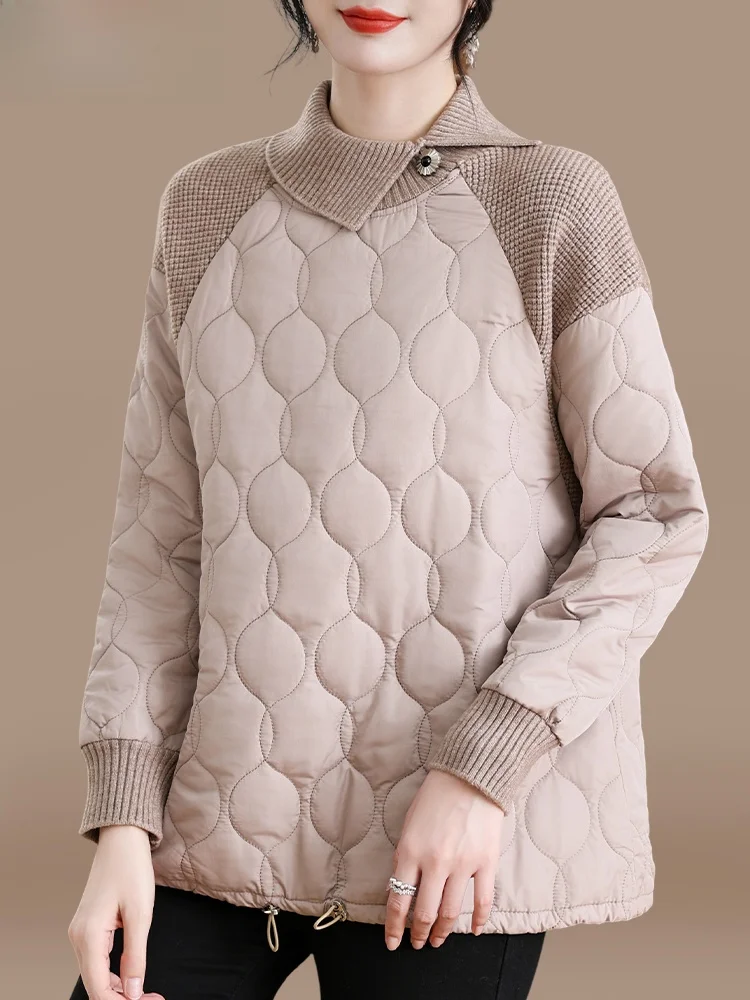 

Warm Cotton Fce Sweater Base Layer Thermal Mid-aged And ly Women's Winter Faionable Coat Thiened round Ne Long ...