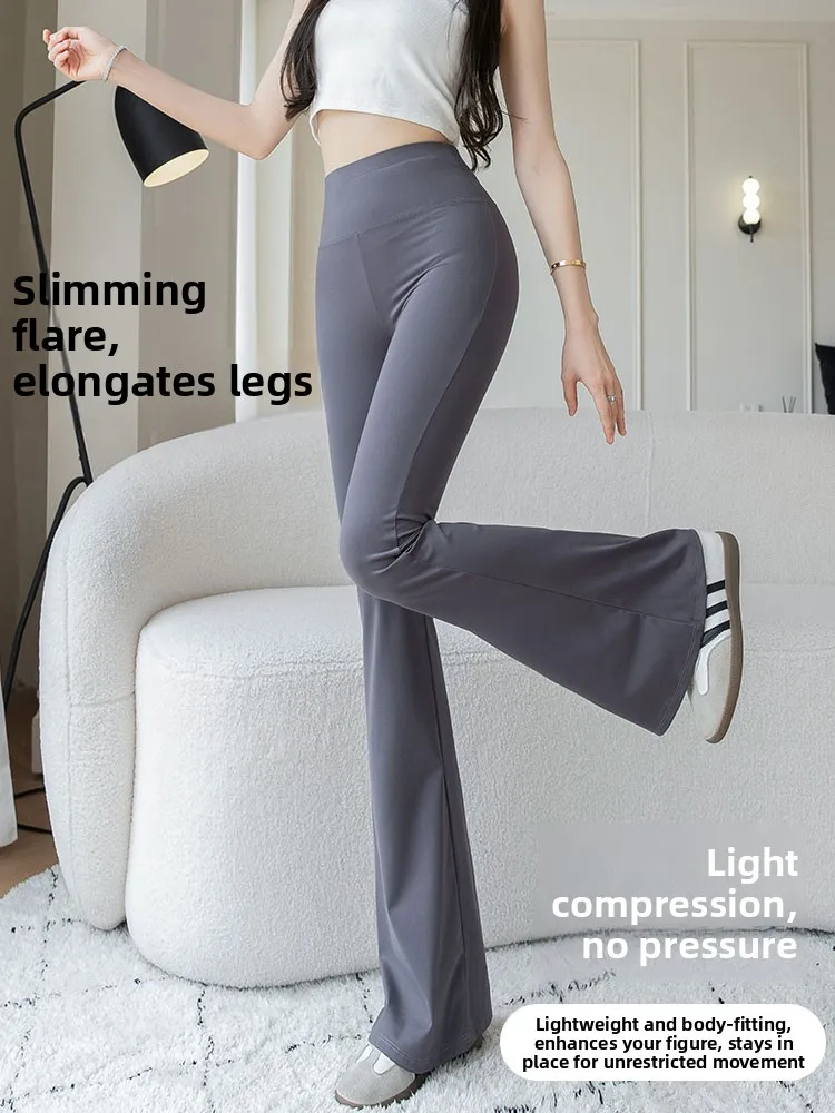 ハイウエスト スエード調 ヨガパンツ レディース 秋 ファッション お腹シェイプ スリム フレアパンツ カジュアル レギンス