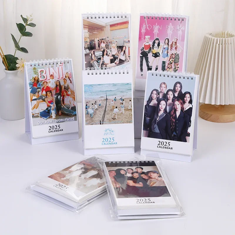 Hot Kpop 2025 New Year Organizer Planner Books Table Desk Calendar Beauty Fans Gifts