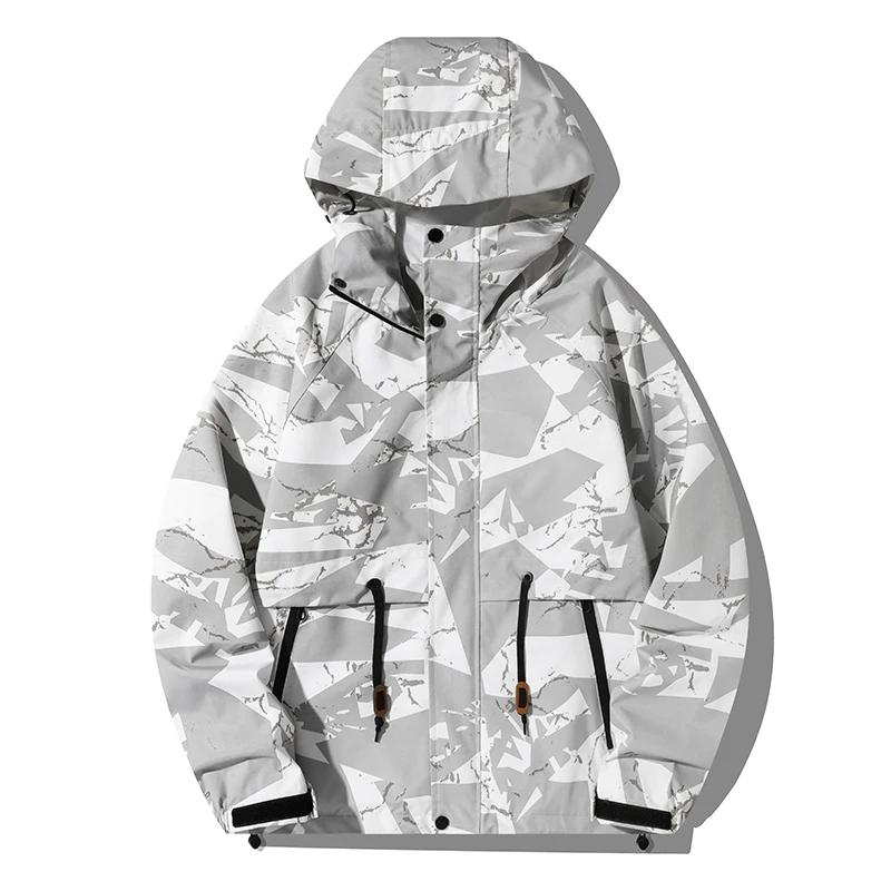 

Men's Hooded Waterproof Jacket Camouflage Raincoat Outdoor Casual Sportswear Camping Hiking Coat Travel Windbreaker Sports Male