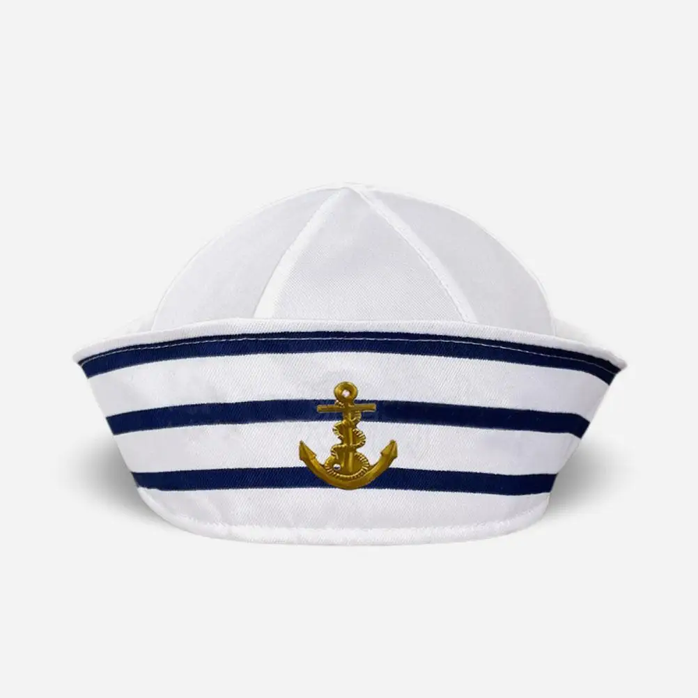 Sombrero de marinero blanco y azul, gorras para hombres y mujeres, cúpula, yate, pareja, sombrero de capitán, adultos, hombres, almirante, Cosplay, puesta en escena, tamaño 56cm