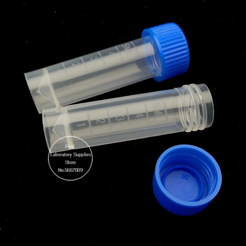 200pcs/pack 5ml PP Cryo Vial Freezing Tube Cold Storage bottle Cryovial Plastic Test Tubes  School Supplies