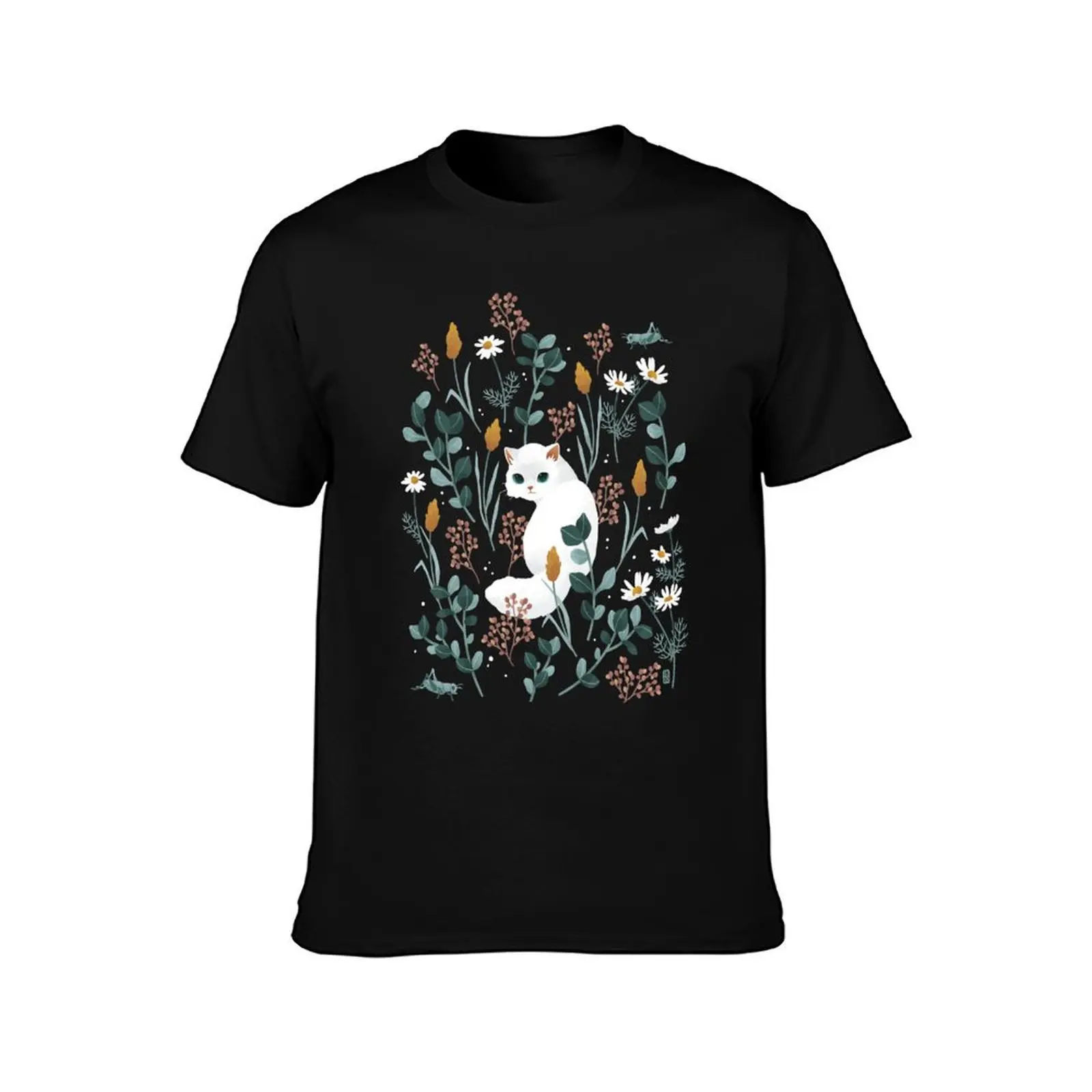 Cat in the meadow pattern T-Shirt Summer Sports Quick Dry T-Shirt