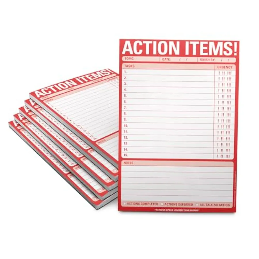 

6-Count Action Items! Pads Funny Office Notepads and To Do List Notepads 6 x 9-inches each