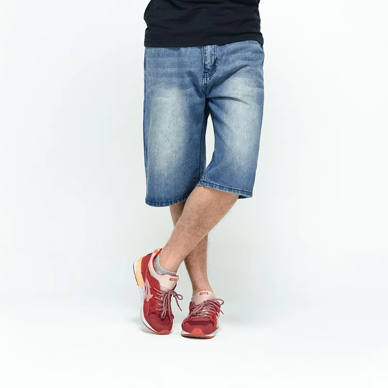 Skateboard Pants Men's Loose Calf-Length Pants Baggy Jeans Medium Pants Hip Hop Trendy Men's Thin Style Denim Jeans