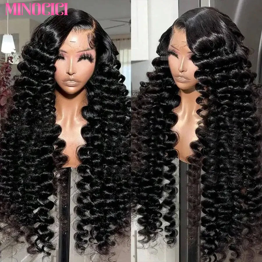 

200% Плотность Свободные Волны 13x6 Hd Прозрачные Парики Фронта Шнурка Для Женщин Глубокие Волны Парики Фронта Шнурка Вьющиеся Человеческие Волосы Парик Для Женщин