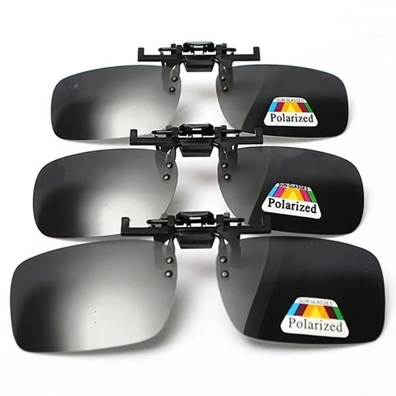 Black 3 sizes Grey Lenses Polarized Sunglasses Clip On Flip Up UV 400 Driving Fishing Night Vision Glasses Clips