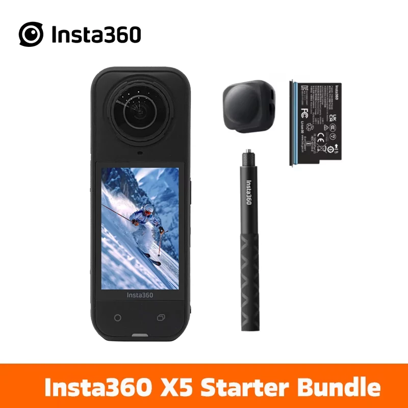 Insta360 X5 Actiecamera Nieuwe Versie 8K 30Fps Schakelbare Lenzen Drie AI-Chips Prestaties bij Weinig Licht 185 Min Batterijduur Insta 360 X5