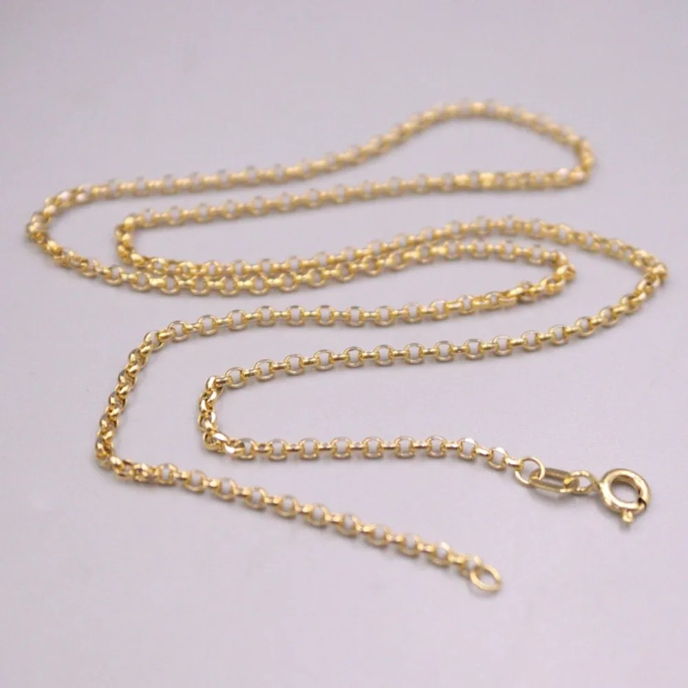 

Real Pure 18K Yellow Gold Chain Women Lucky 2mm Cable Rolo Link Necklace 2.16g /45cm