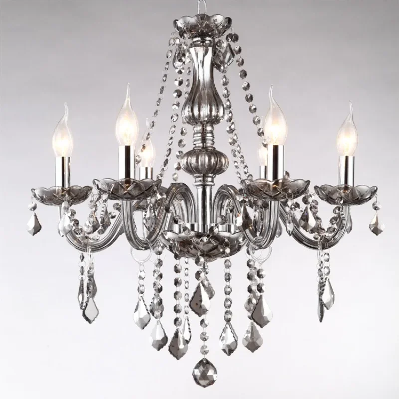 6 smoky gray crystal chandeliers, candle lights, glass lamps, hotel guest rooms, hotel KTV private rooms, exhibition halls,