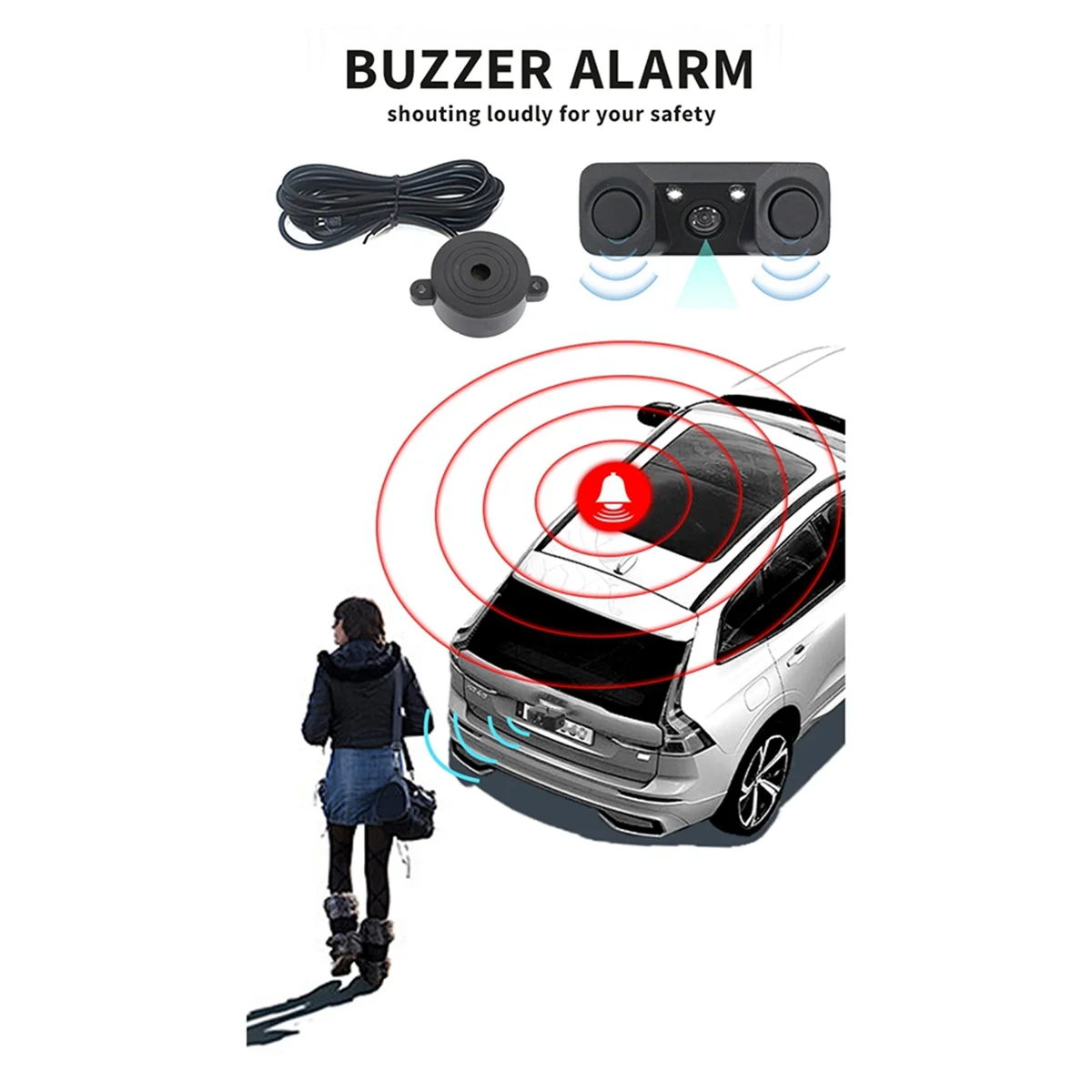 HOT!Car Parking Sensor 3IN1 Night Vision 2 Radar Detector Sensors Alarm Reverse Backup Rear View Camera