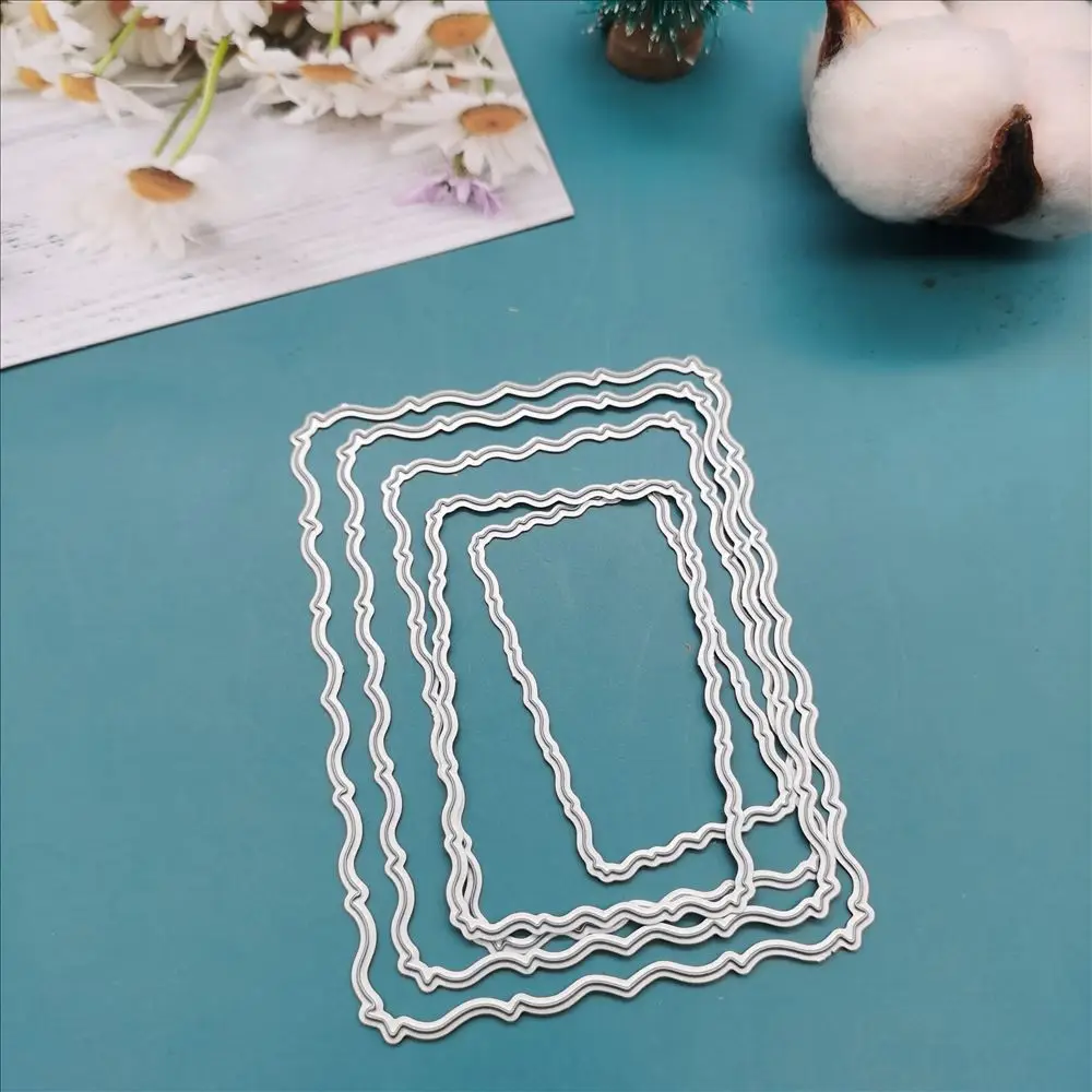 Cutting Dies Wavy Layered Rectangle Metal Stencil Mold Crafts Die Cut Scrapbook Embossing Decorative Album Cover DIY Card