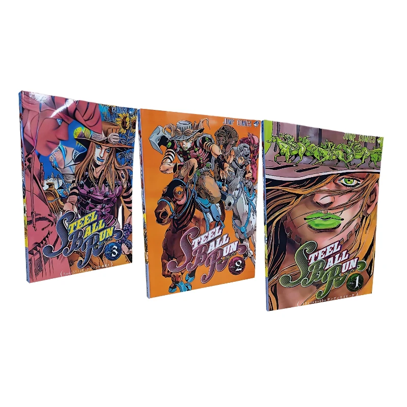 

Steel Ball Run Vol.1-3 Manga Book JOJO's Bizarre Adventure Part7 Japanese Youth Comic Books English Comic Books