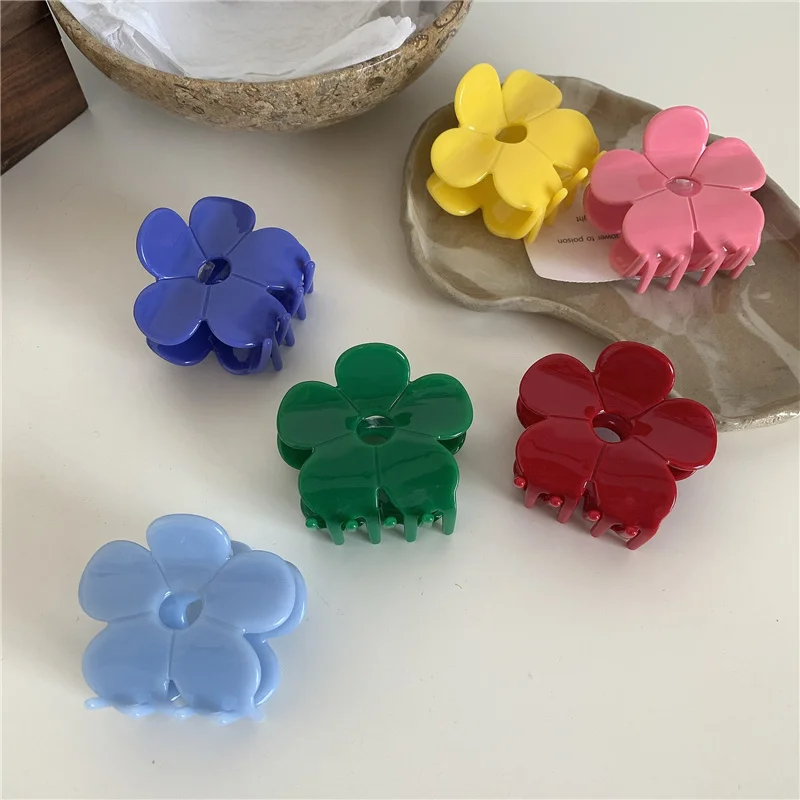 New Acetate Flower Hair Claw Clip Floral Medium Size Geometric Shark Clip Clamp Grab Ins Women Korean Hair Accessories Hairpin