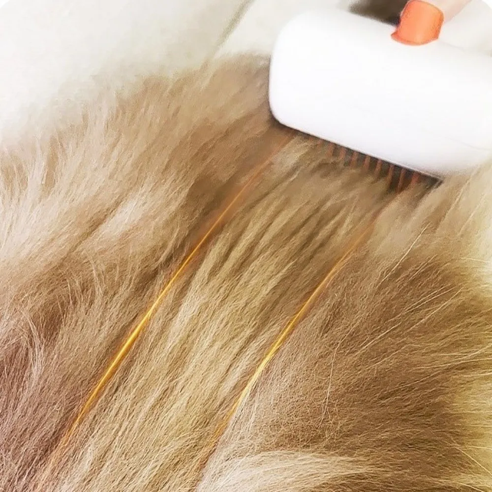 2-in-1 Pet Dematting Comb Safety Lock Buckle with Protective Cover Pet Deshedding Comb One-click Hair Removal Cat Grooming Brush