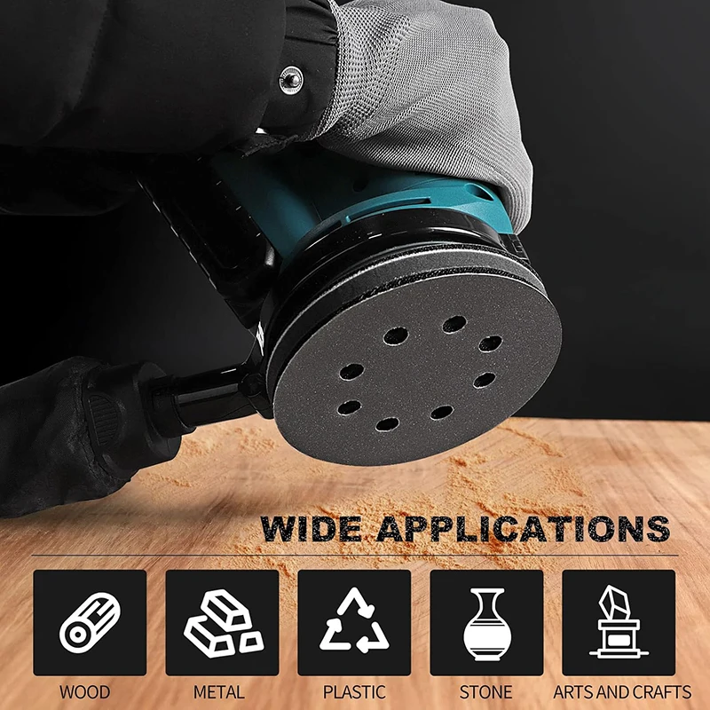 10/20/50 Pcs 5 Inch Sanding Discs 8 Holes  Wet/Dry Sandpaper Pads Set Hook & Loop Abrasive Sander Paper for Polishing Tools