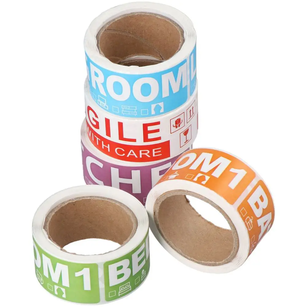 

5Rolls 250 PCS 50PCS/roll Moving Fragile Labels Stickers 5Rolls 250 PCS Self- Adhesive Label 5 Color Label Rolls Apartment