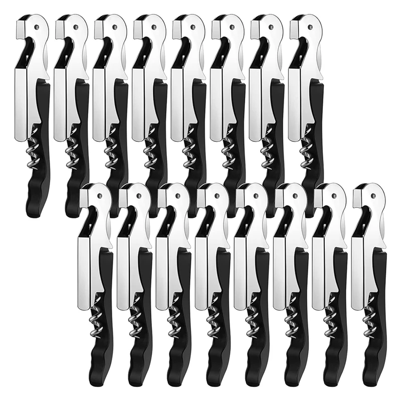 16 Pieces Wine Keys Opener Black Travel Corkscrew Wine Opener Waiter Corkscrew Wine Opener Beer Bottle Opener