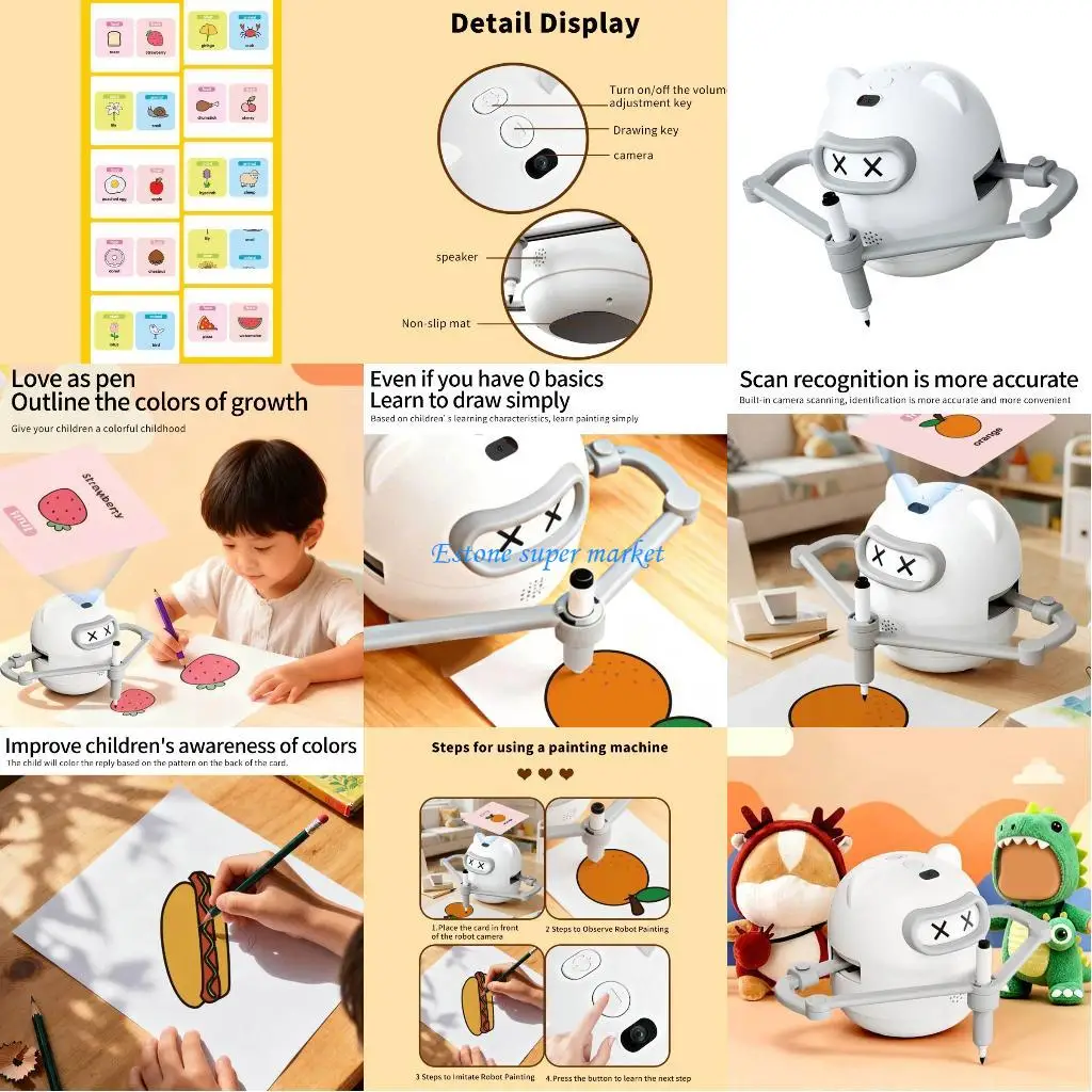 Robot vẽ giáo dục 090B dành cho trẻ Phát triển kỹ năng nhận biết màu sắc Đồ chơi nghệ thuật sáng tạo