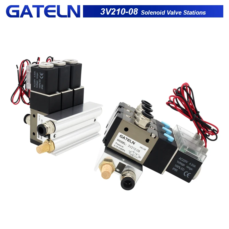 High quality 3V210-08 Solenoid Valve Stations With Muffler Fitting Base Manifold DC24V AC220V