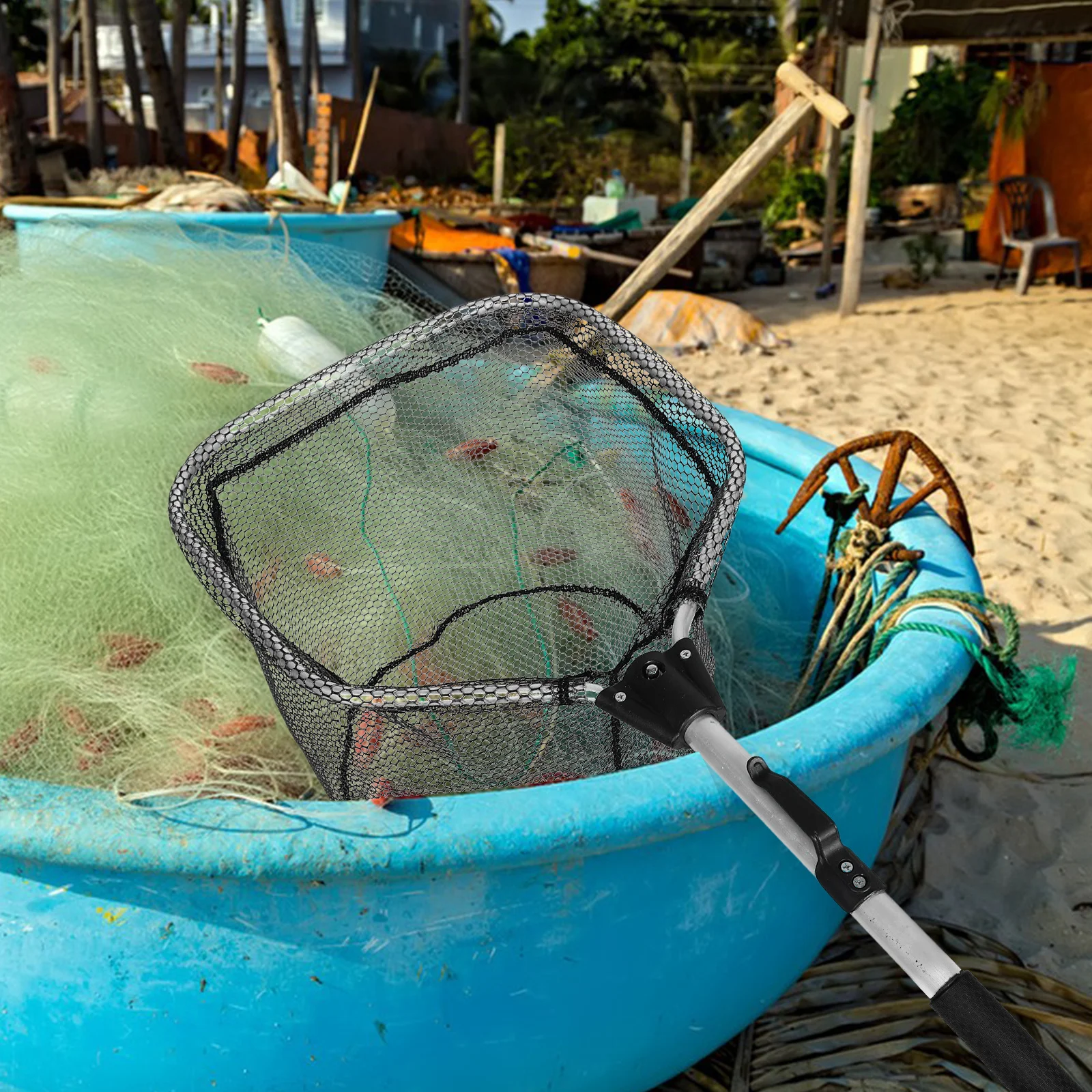 

Portable Silicone Mesh Fishing Net Foldable Telescopic Aluminum Alloy For Crabbing Minnow Trout Catching